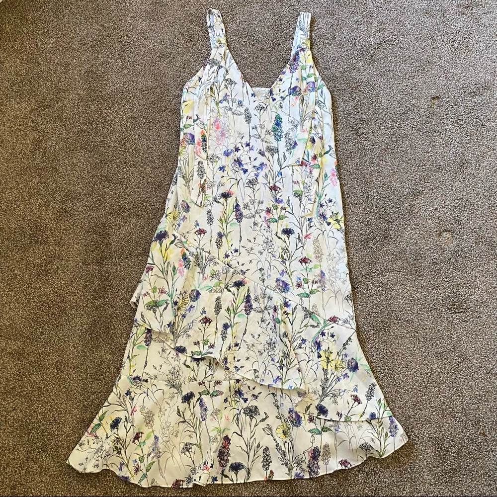 H&M Crêpe Floral Ruffle Hem Midi Dress Size 6 - Picture 8 of 12